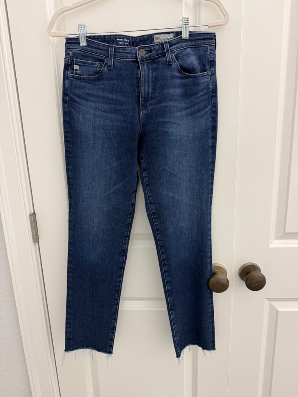 Ag Adriano Goldschmied Dark Indigo Cropped Raw-Hem Jeans